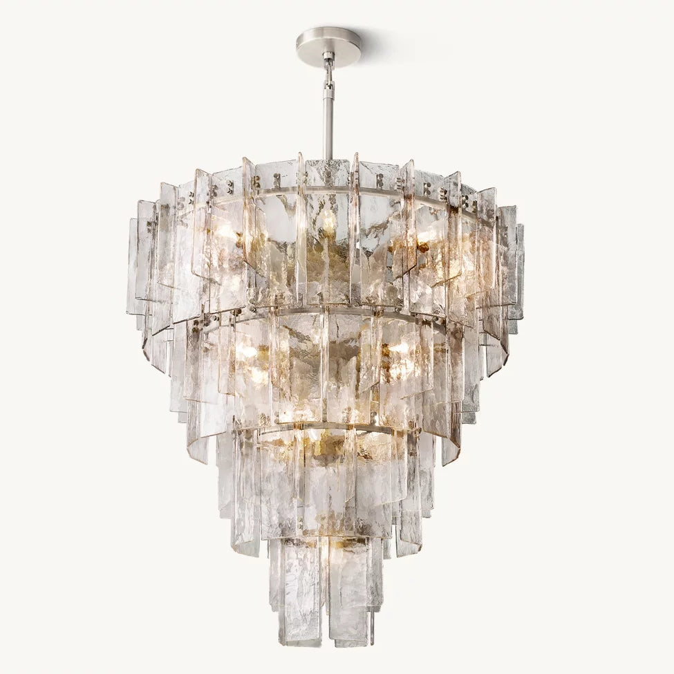 Lattice Module Glass Tiered Round Chandelier 47"