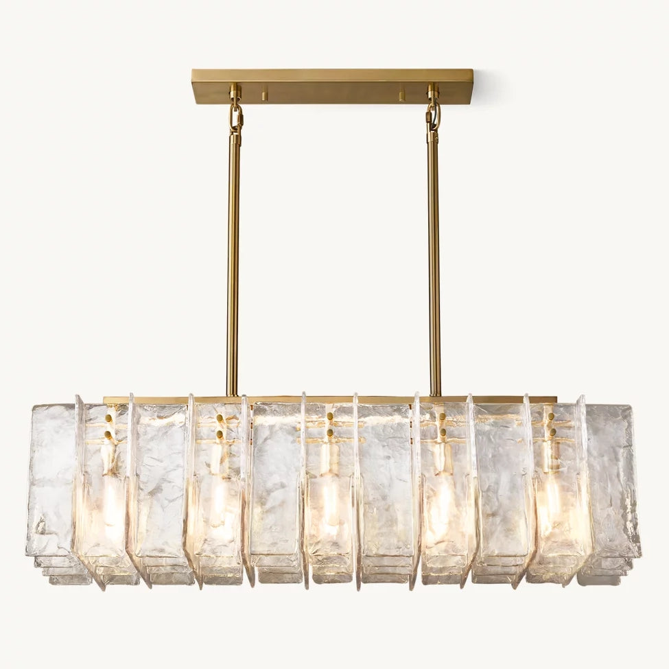 Lattice Module Glass Rectangular Chandelier 49"
