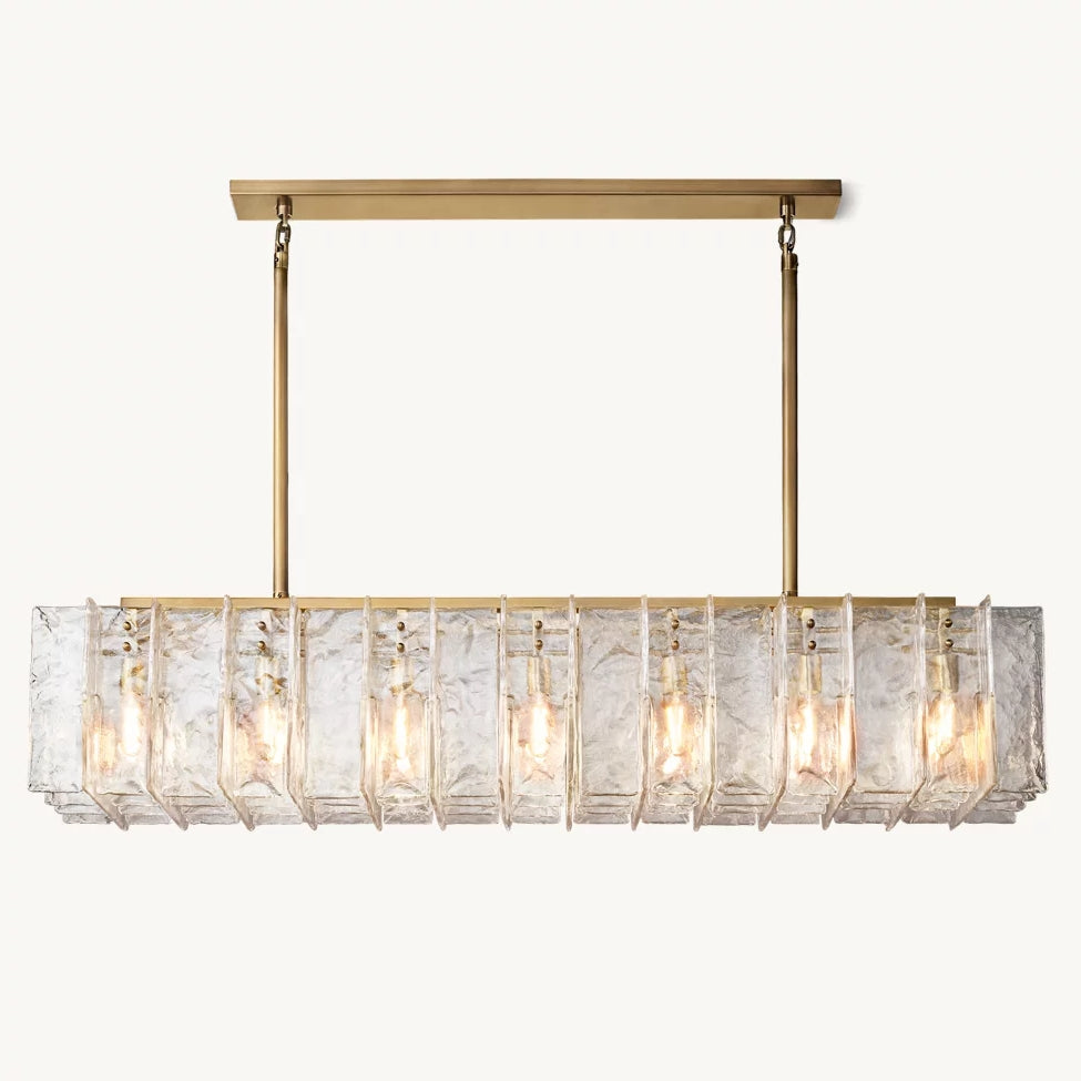 Lattice Module Glass Rectangular Chandelier 67"