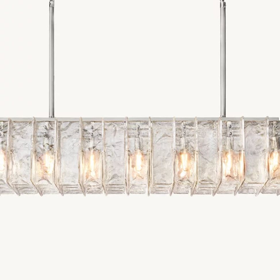 Lattice Module Glass Rectangular Chandelier 67"