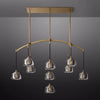 Hemisphere Delicate Crystal Linear Chandelier 54"