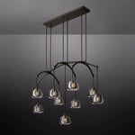Hemisphere Delicate Crystal Linear Chandelier 54"