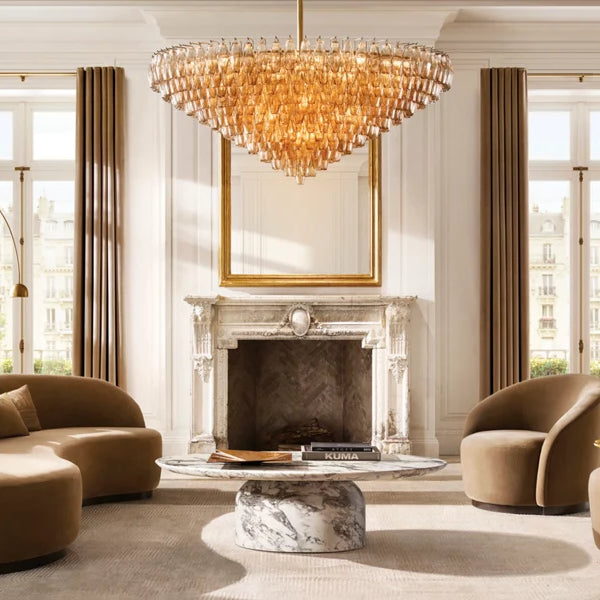 Chiara Murano Glass Tiered Round Chandelier 62"