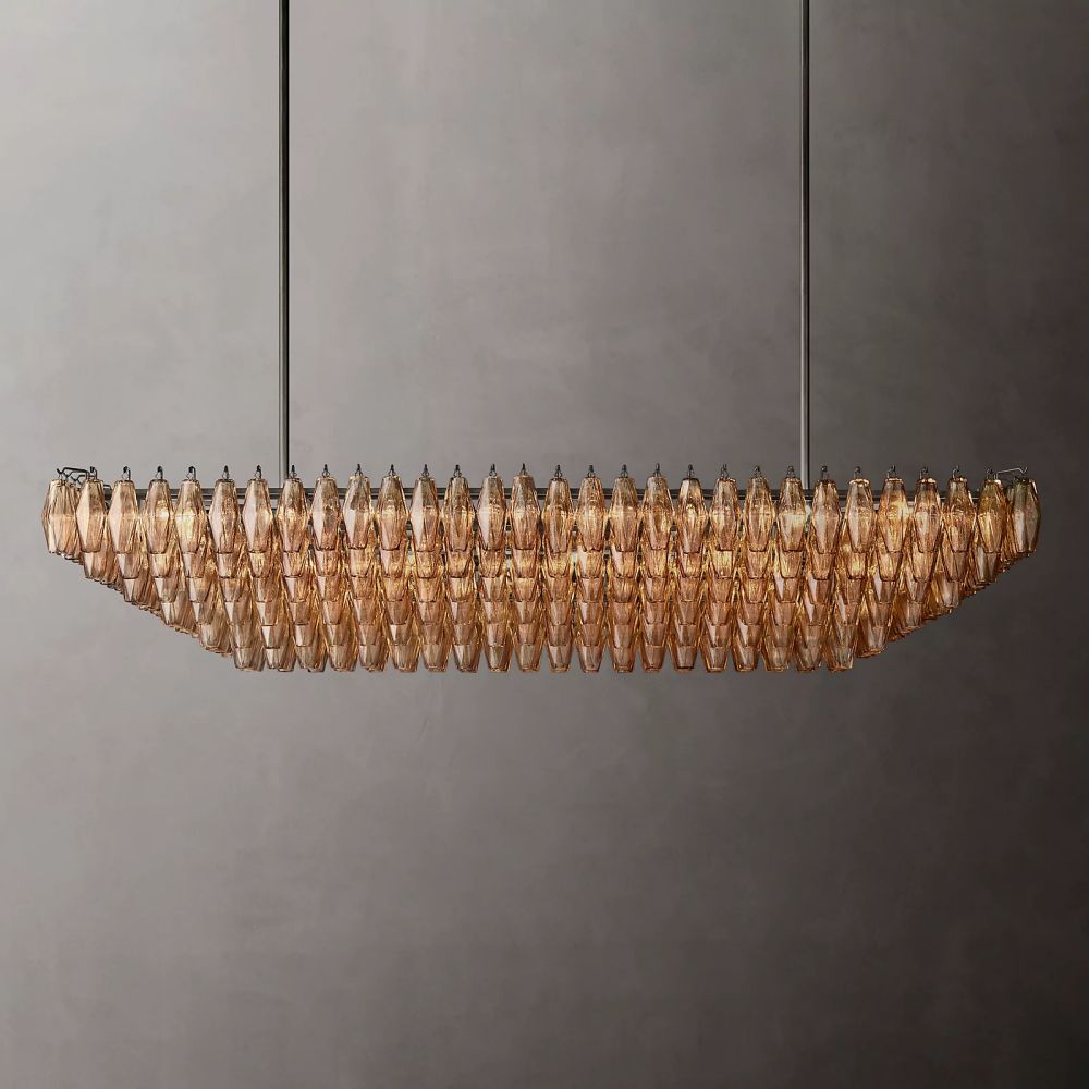 Chiara Murano Glass Tiered Rectangular Chandelier 74"