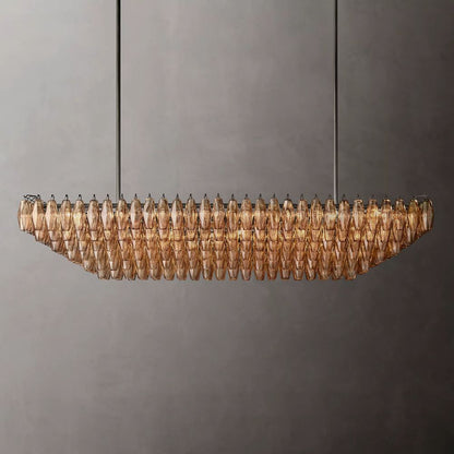 Chiara Murano Glass Tiered Rectangular Chandelier 74"