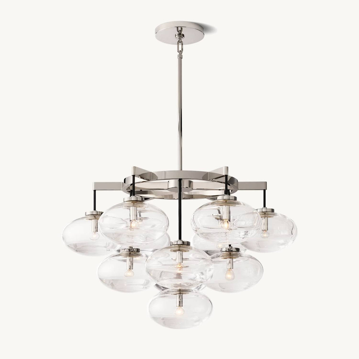 Cabrette Float Glass Round Chandelier 36"