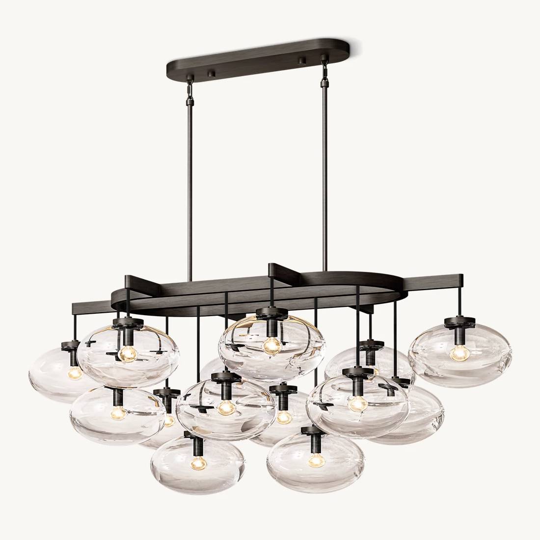 Cabrette Float Glass Linear Chandelier 54"