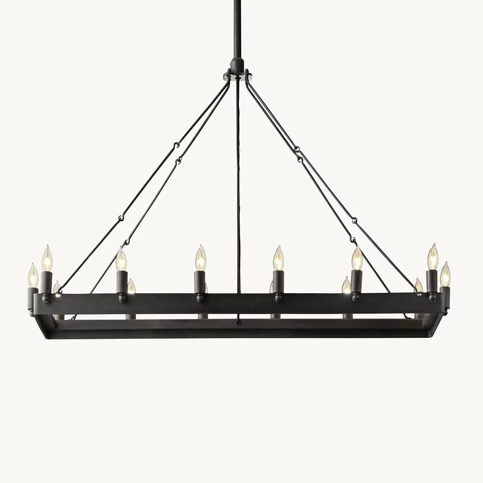 Camino Vintage Industrial Rectangle Chandelier 41"