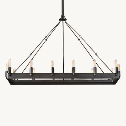 Camino Vintage Industrial Rectangle Chandelier 41"