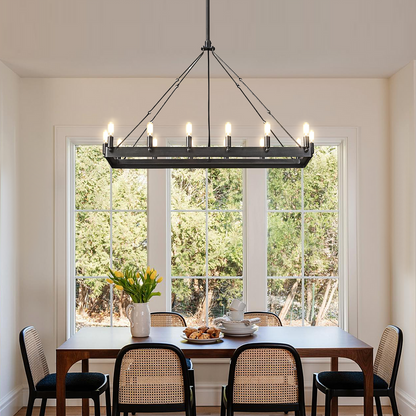 Camino Vintage Industrial Rectangle Chandelier 41"