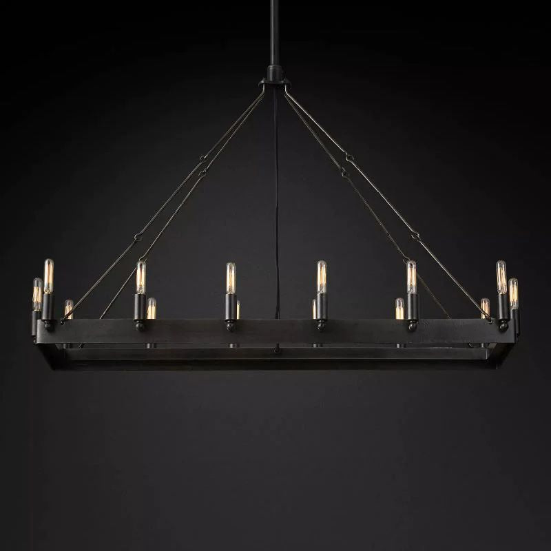 Camino Vintage Industrial Rectangle Chandelier 41"