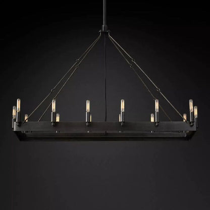 Camino Vintage Industrial Rectangle Chandelier 41"