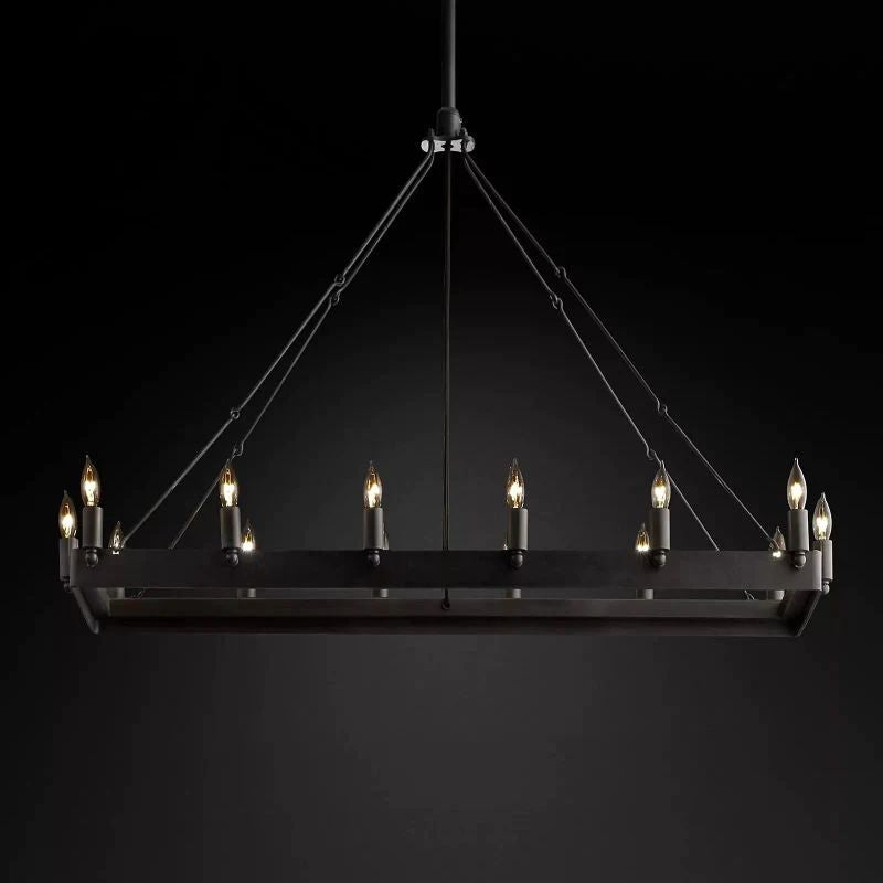 Camino Vintage Industrial Rectangle Chandelier 41"