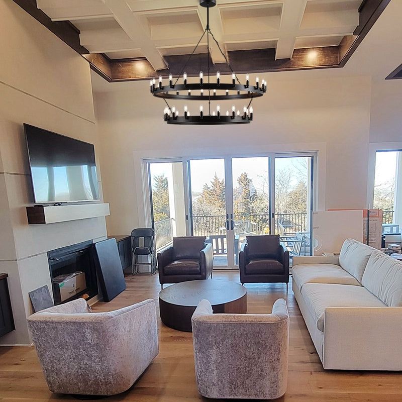 Camino Vintage Industrial Two-Tier Chandelier 71"