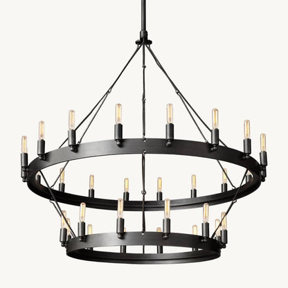 Camino Vintage Industrial Two-Tier Chandelier 38"