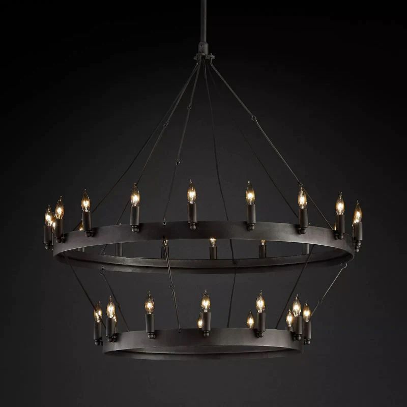 Camino Vintage Industrial Two-Tier Chandelier 38"