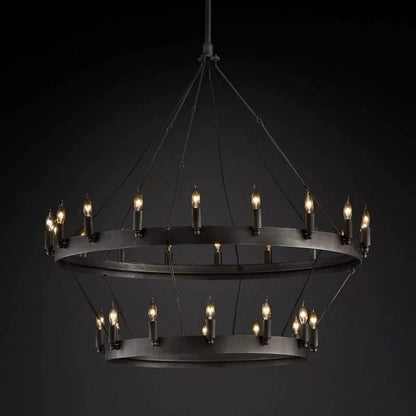 Camino Vintage Industrial Two-Tier Chandelier 38"