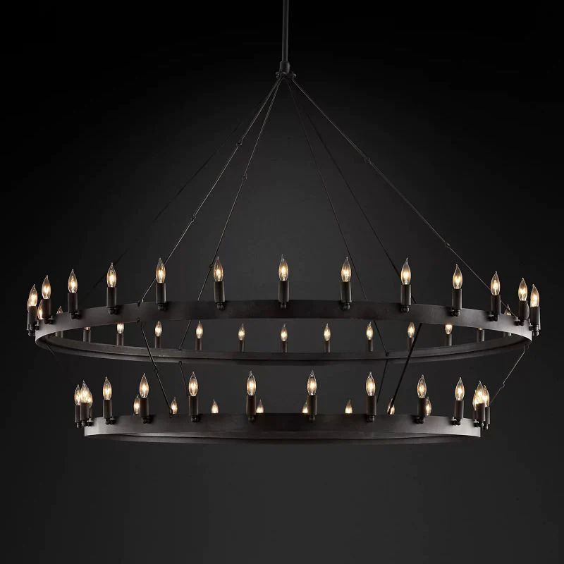 Camino Vintage Industrial Two-Tier Chandelier 63"