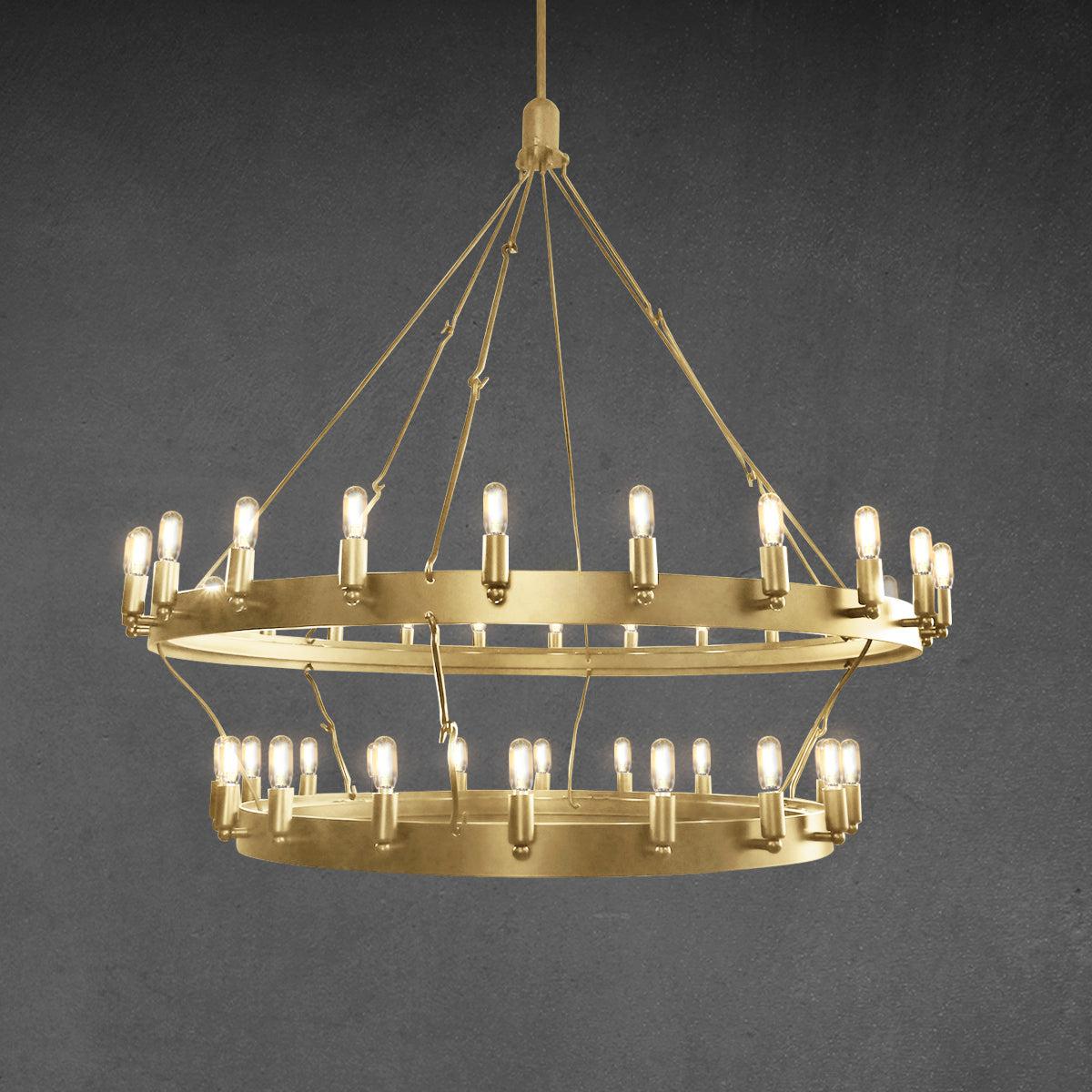 Camino Vintage Industrial Two-Tier Chandelier 38"