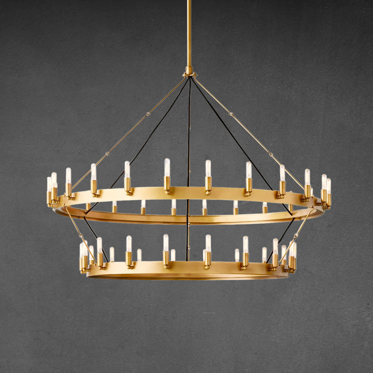 Camino Vintage Industrial Two-Tier Chandelier 50"