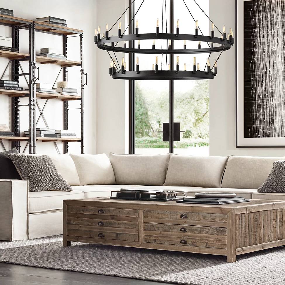 Camino Vintage Industrial Two-Tier Chandelier 38"