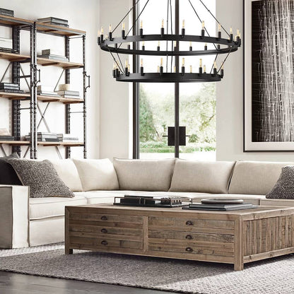 Camino Vintage Industrial Two-Tier Chandelier 38"