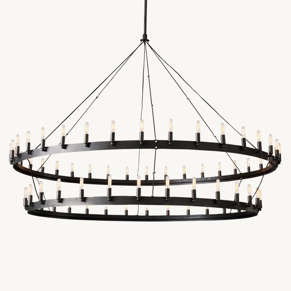 Camino Vintage Industrial Two-Tier Chandelier 71"