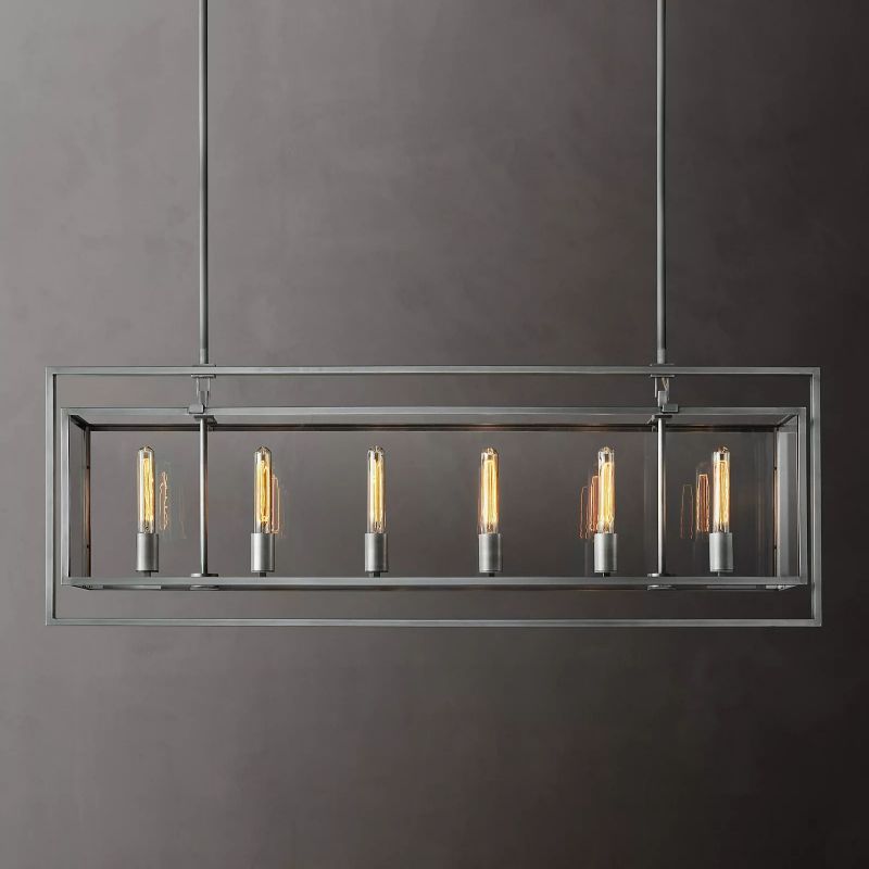 Beckman Framed Glass Rectangular Chandelier 54"