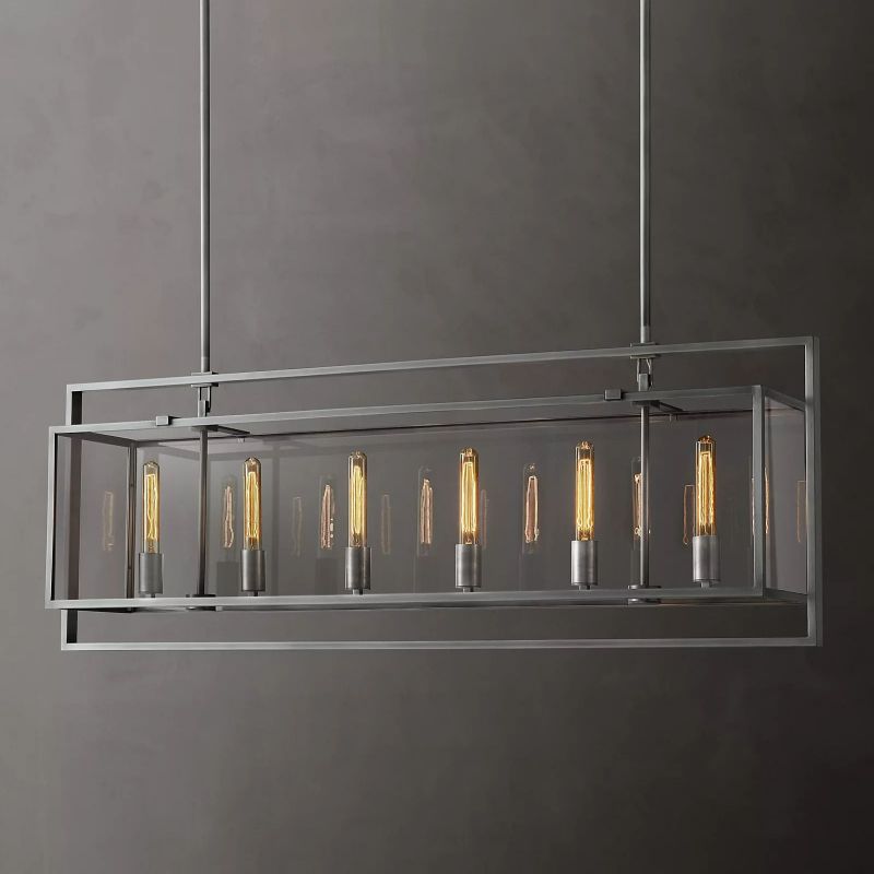 Beckman Framed Glass Rectangular Chandelier 54"