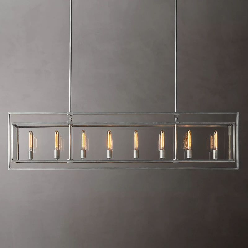 Beckman Framed Glass Rectangular Chandelier 72"