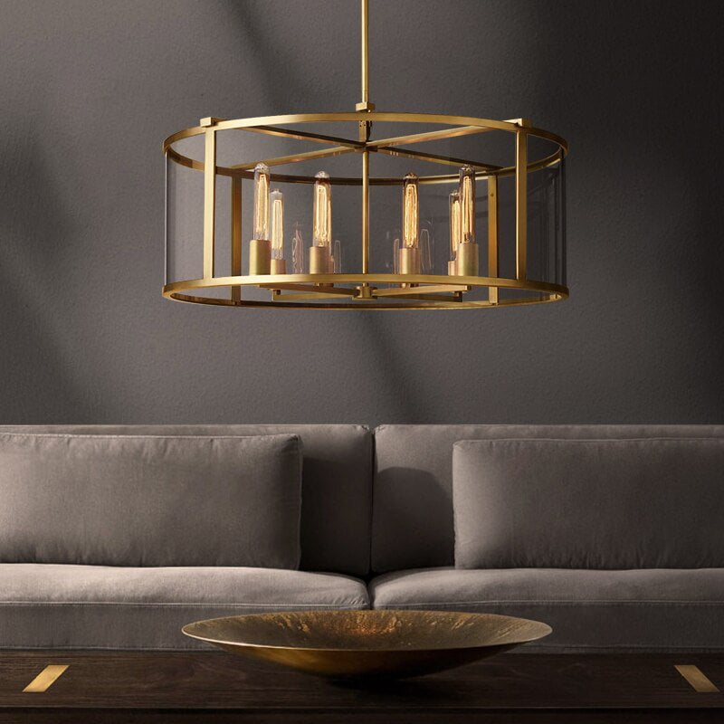 Beckman Framed Glass Round Chandelier 55"