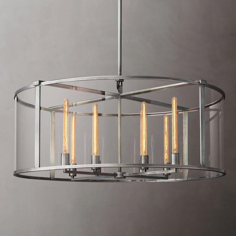 Beckman Framed Glass Round Chandelier 44"