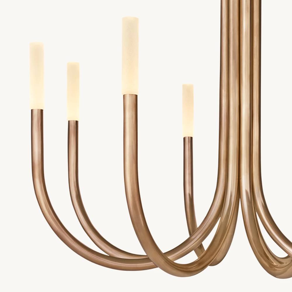 Rousselin Midcentury Sleek Round Chandelier 38"