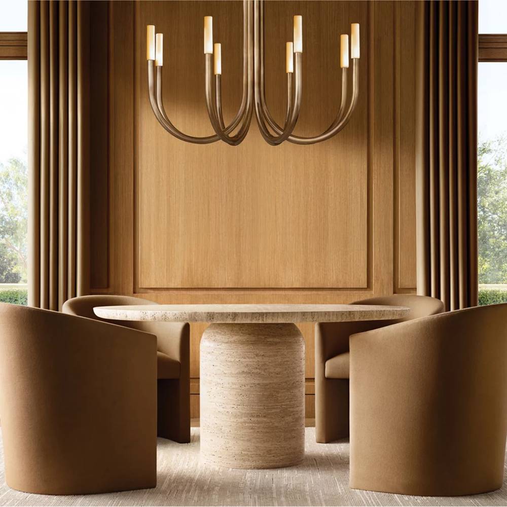 Rousselin Midcentury Sleek Round Chandelier 38"