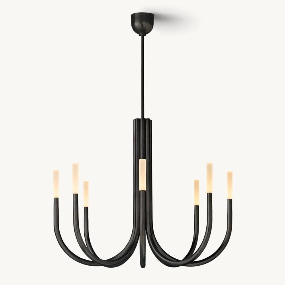 Rousselin Midcentury Sleek Round Chandelier 38"