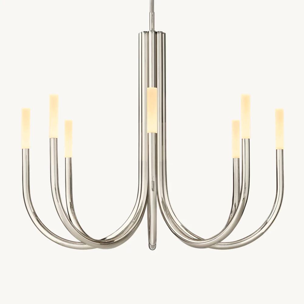 Rousselin Midcentury Sleek Round Chandelier 38"