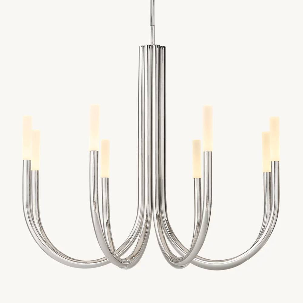 Rousselin Midcentury Sleek Round Chandelier 38"