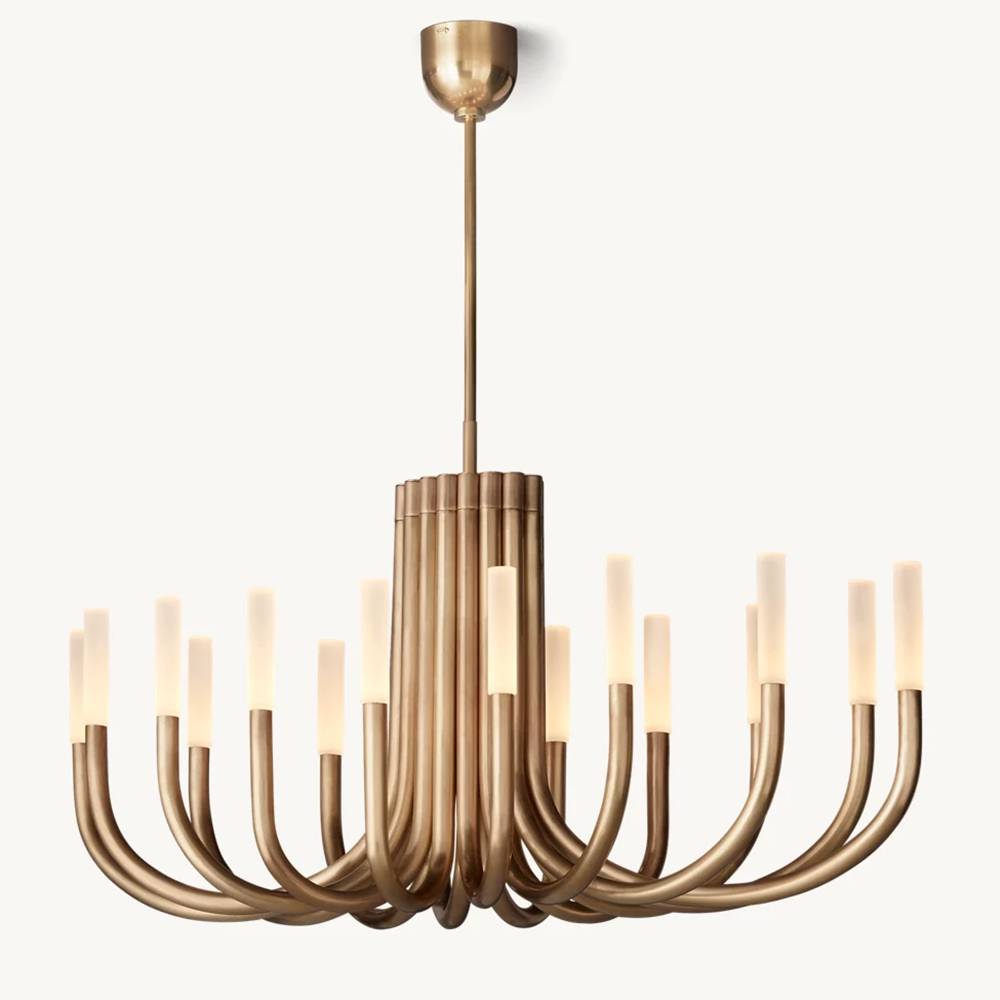 Rousselin Midcentury Sleek Oval Chandelier 50"