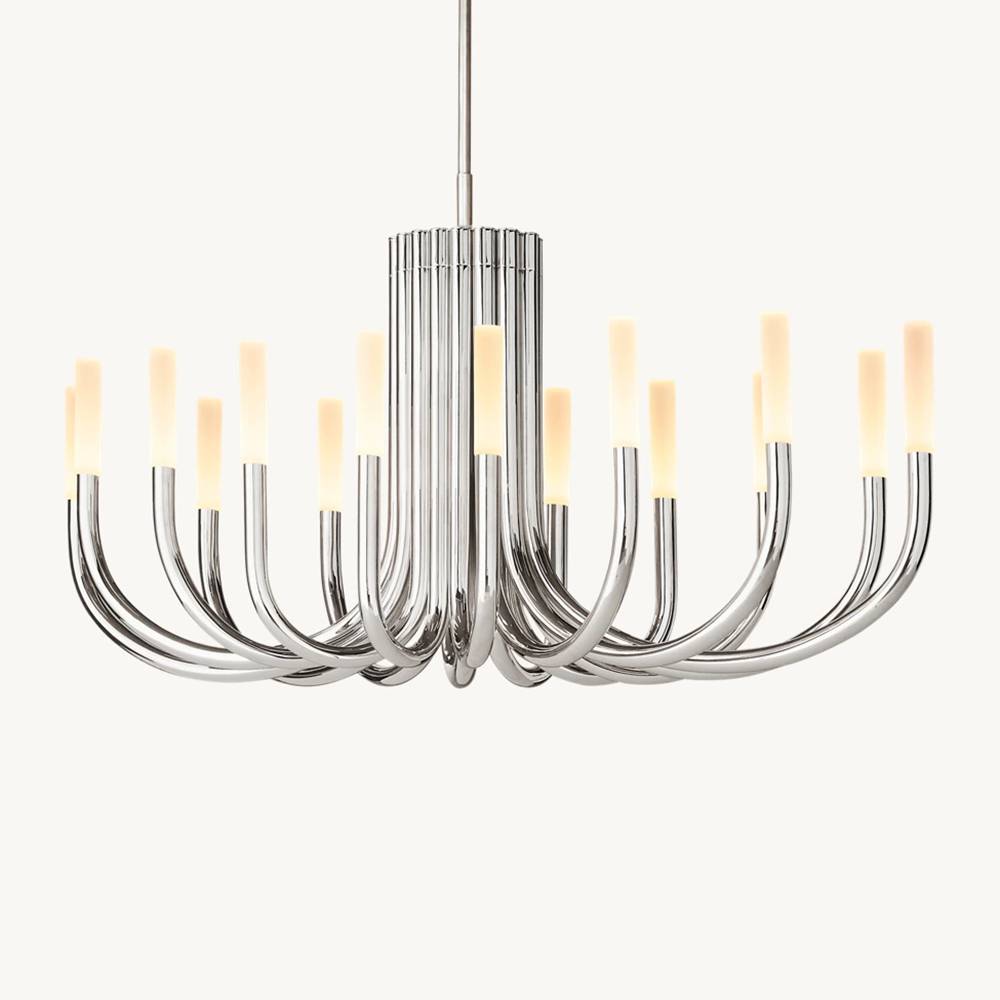 Rousselin Midcentury Sleek Oval Chandelier 50"