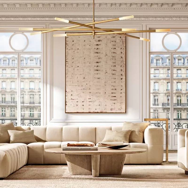 Rousselin 10-Light Mobile Rod Chandelier 50"