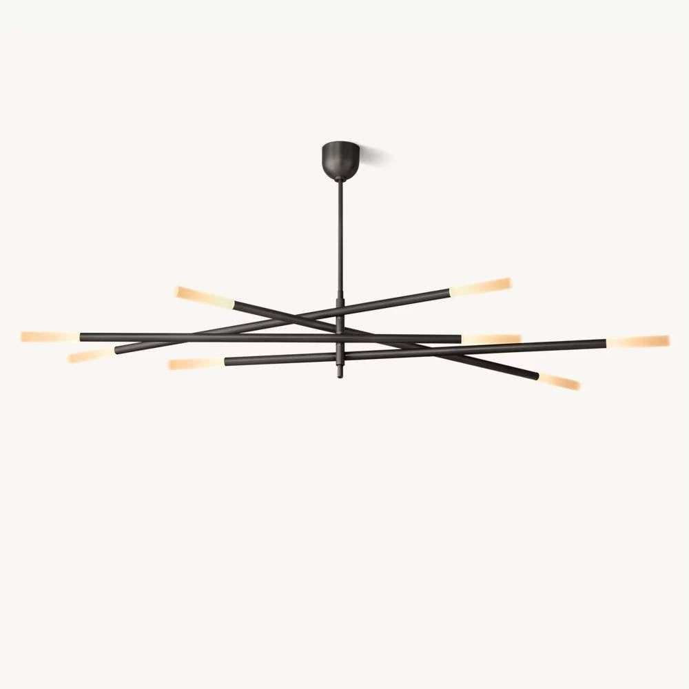 Rousselin 8-Light Mobile Rod Chandelier 80"