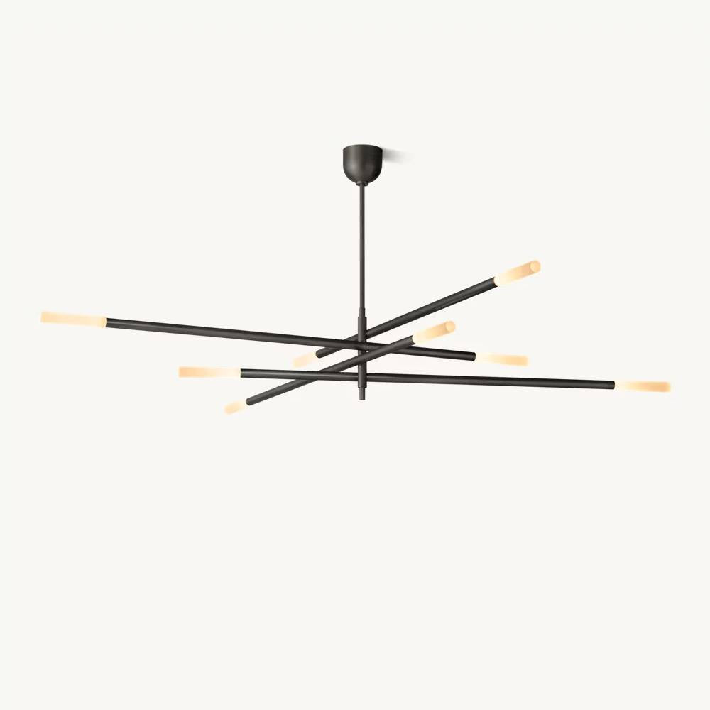 Rousselin 8-Light Mobile Rod Chandelier 80"