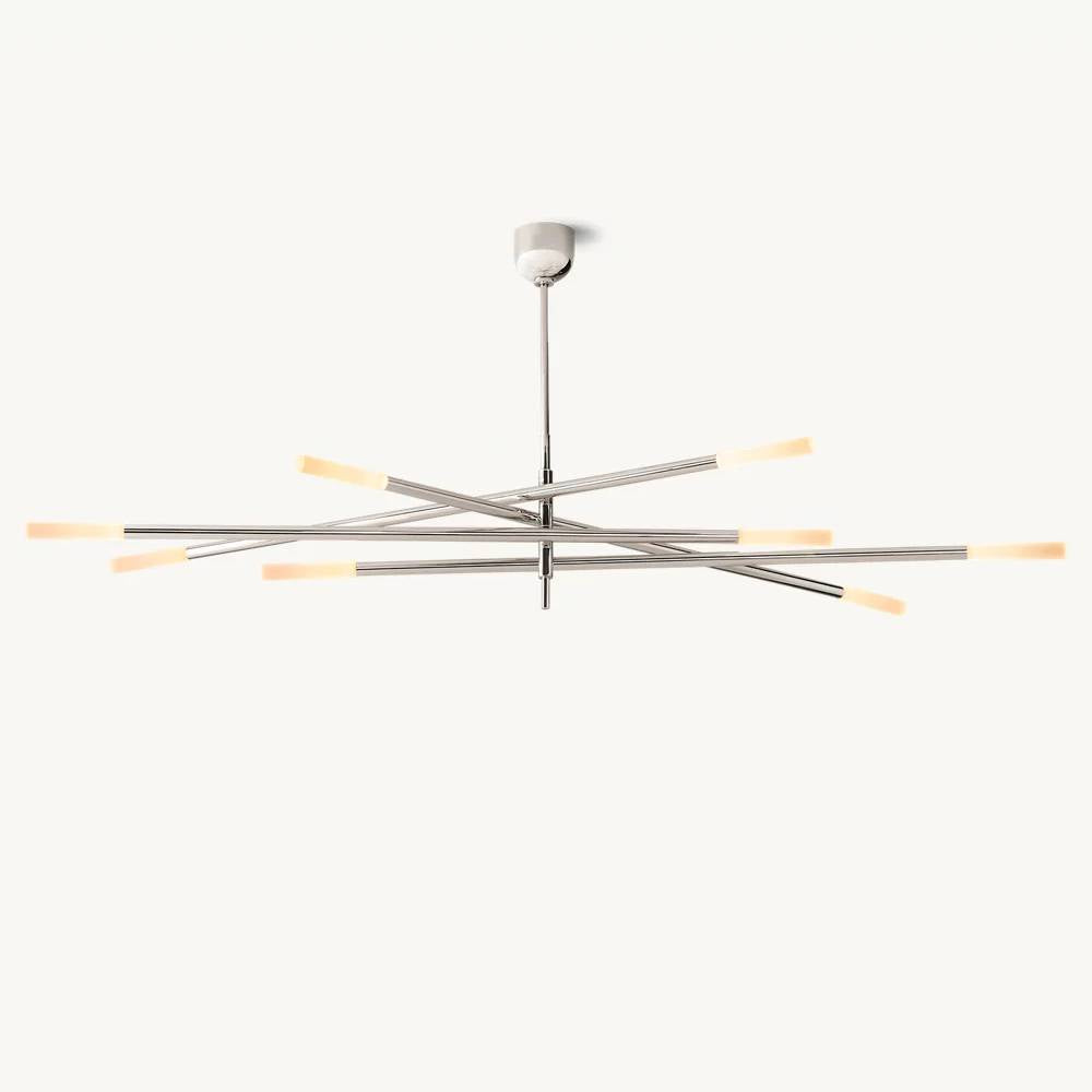 Rousselin 8-Light Mobile Rod Chandelier 80"