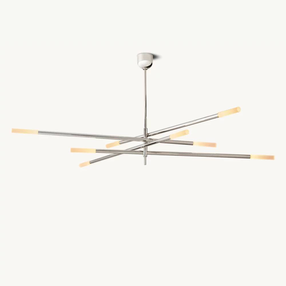 Rousselin 8-Light Mobile Rod Chandelier 80"