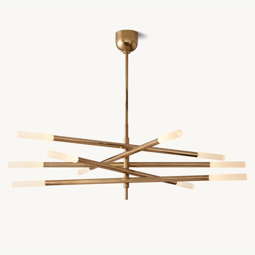 Rousselin 10-Light Mobile Rod Chandelier 50"