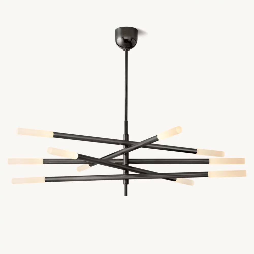 Rousselin 10-Light Mobile Rod Chandelier 50"