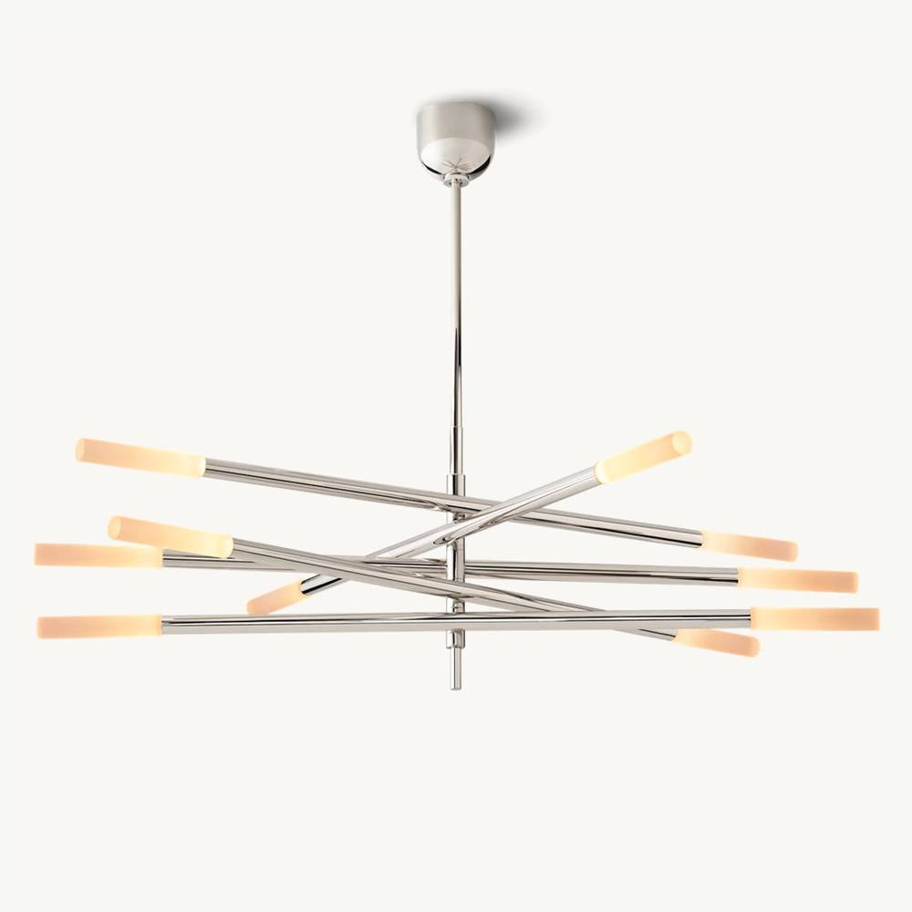 Rousselin 10-Light Mobile Rod Chandelier 50"