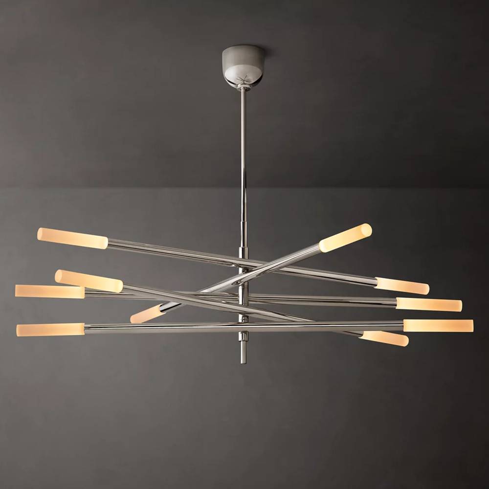 Rousselin 10-Light Mobile Rod Chandelier 50"