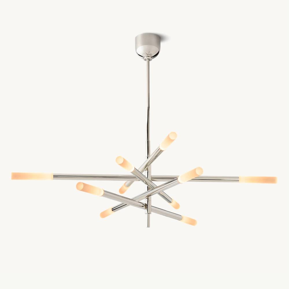 Rousselin 10-Light Mobile Rod Chandelier 50"