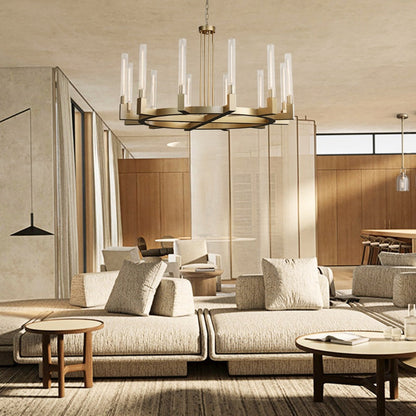 Cannele Ribbed Glass Round Chandelier 36"